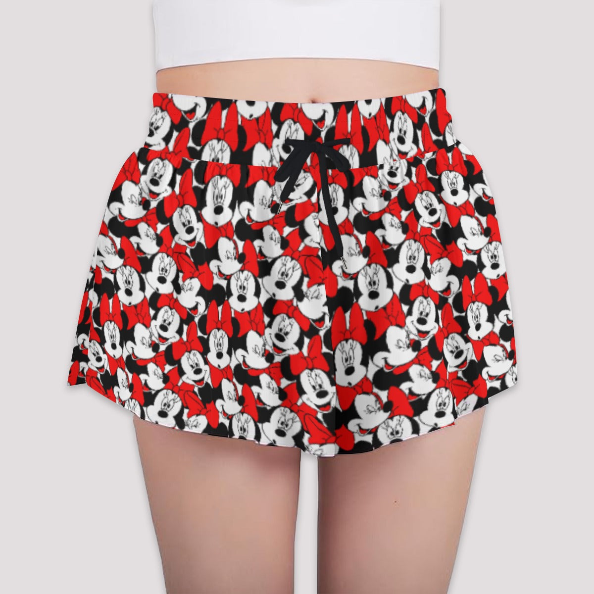 Many Faces of Polka Dot Mouse - Girls’ Flowy Pocket Shorts