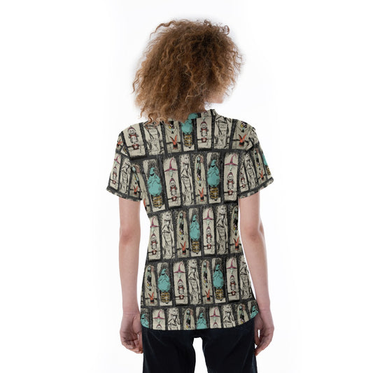 Stretching Haunted Nightmare - Women's Short Sleeve V-Neck T-Shirt