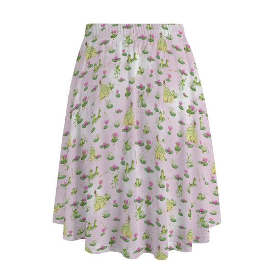 Watercolor Bayou Princess & Frog - Women’s Pocket Midi Skirt