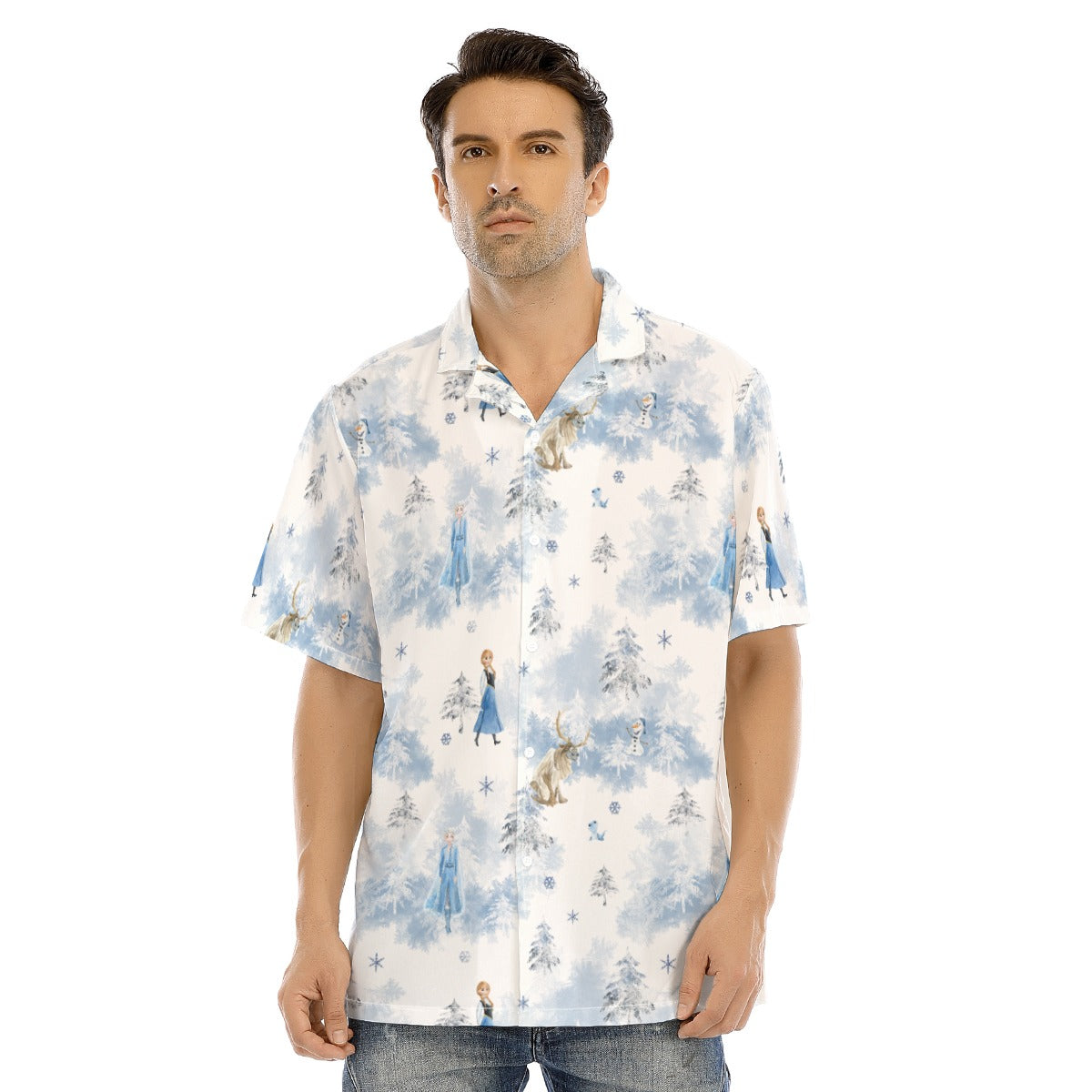 Enchanted Winter Landscape - Men's Hawaiian Button Up Shirt