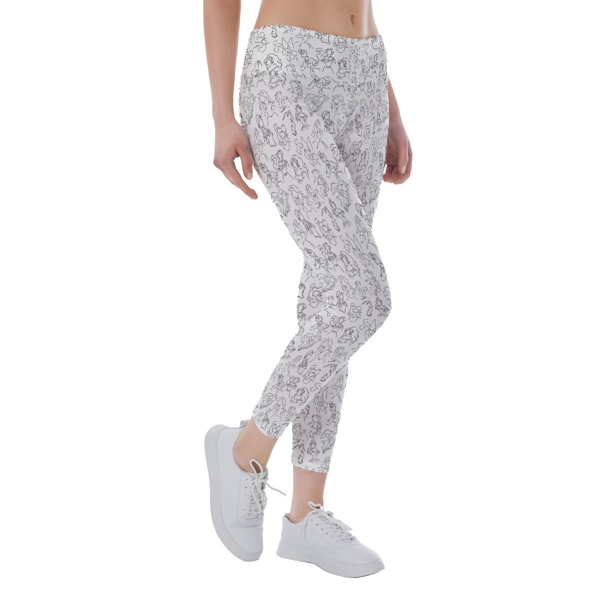 Monochrome Royal Silhouettes - Women's Yoga Leggings