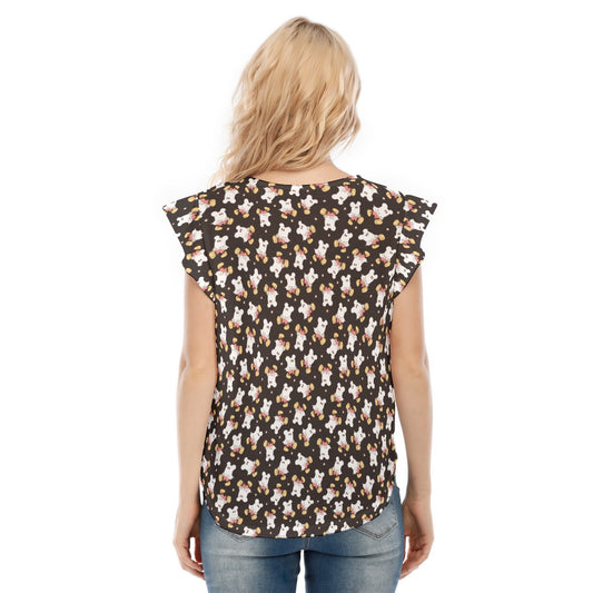 Ghostly Mouse - Women’s Flutter Sleeve Top