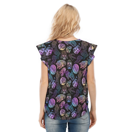 Watercolor Galactic Mandalas - Women’s Flutter Sleeve Top