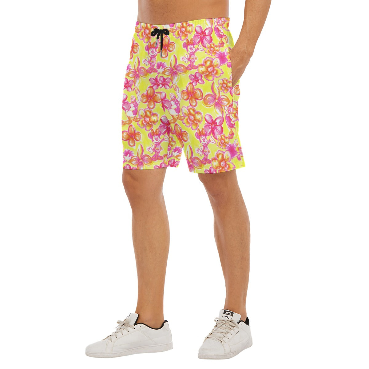 Neon Tropical Floral Friends - Men’s Pocket Beach Shorts