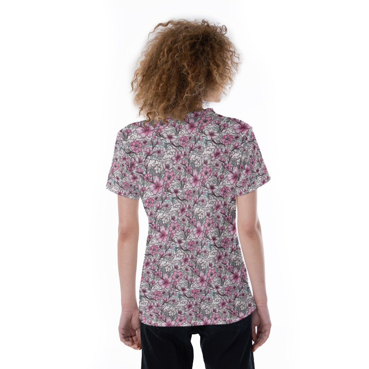 Fairytale Florals – Blossoms of Honor - Women's Short Sleeve V-Neck T-Shirt