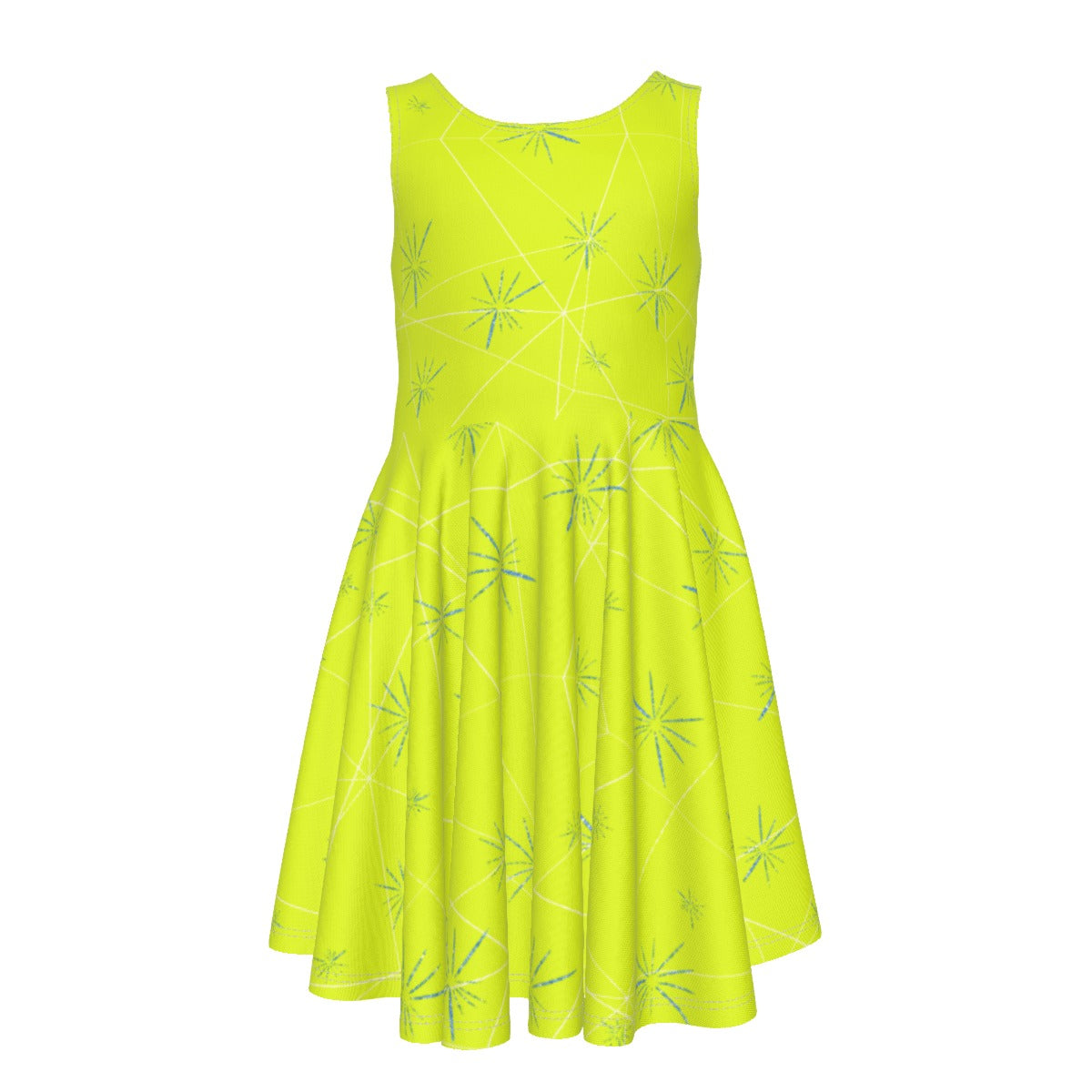 Joyful Blue & Yellow Florals- Kid's Sleeveless Skater Dress
