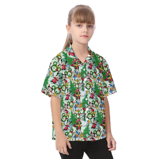 Mouse Friends Christmas Decorations - Kid's Hawaiian Button Up Shirt