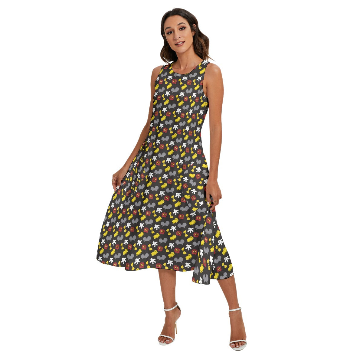 Classic Mouse Style - Women’s Diagonal Pocket Midi Dress