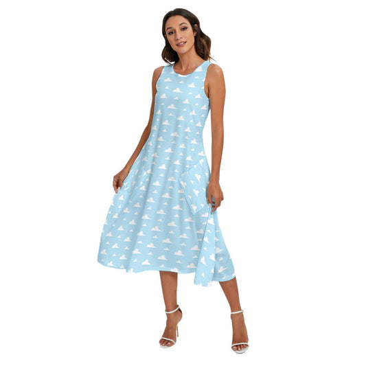 Andy’s Room Clouds - Women’s Diagonal Pocket Midi Dress
