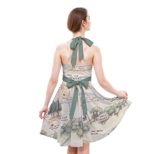 Hundred Acre Map - Women's Halter Vintage Pocket Dress