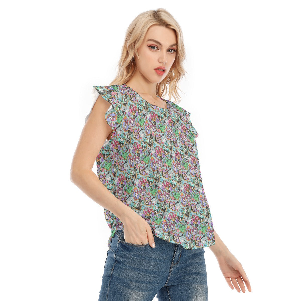 Tattoo Hearts Spooky Crew - Women’s Flutter Sleeve Top