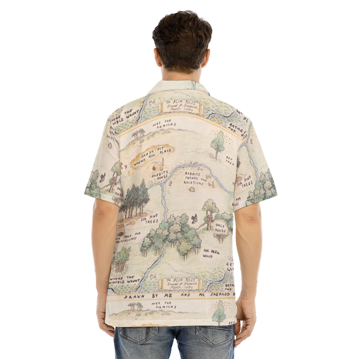 Hundred Acre Map - Men's Hawaiian Button Up Shirt