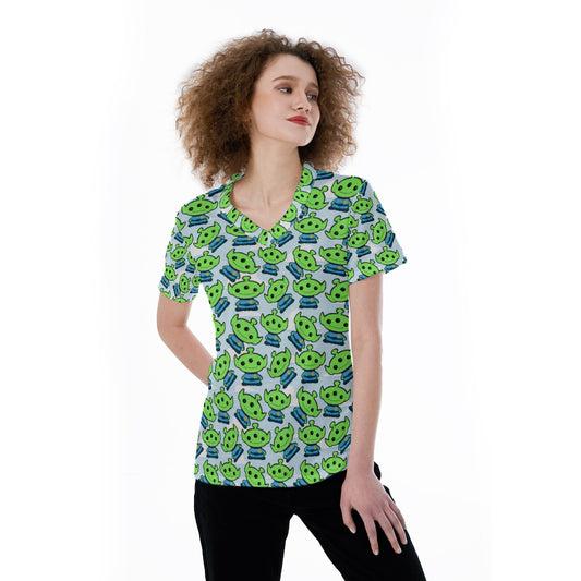 Little Green Space Aliens - Women's Short Sleeve V-Neck T-Shirt
