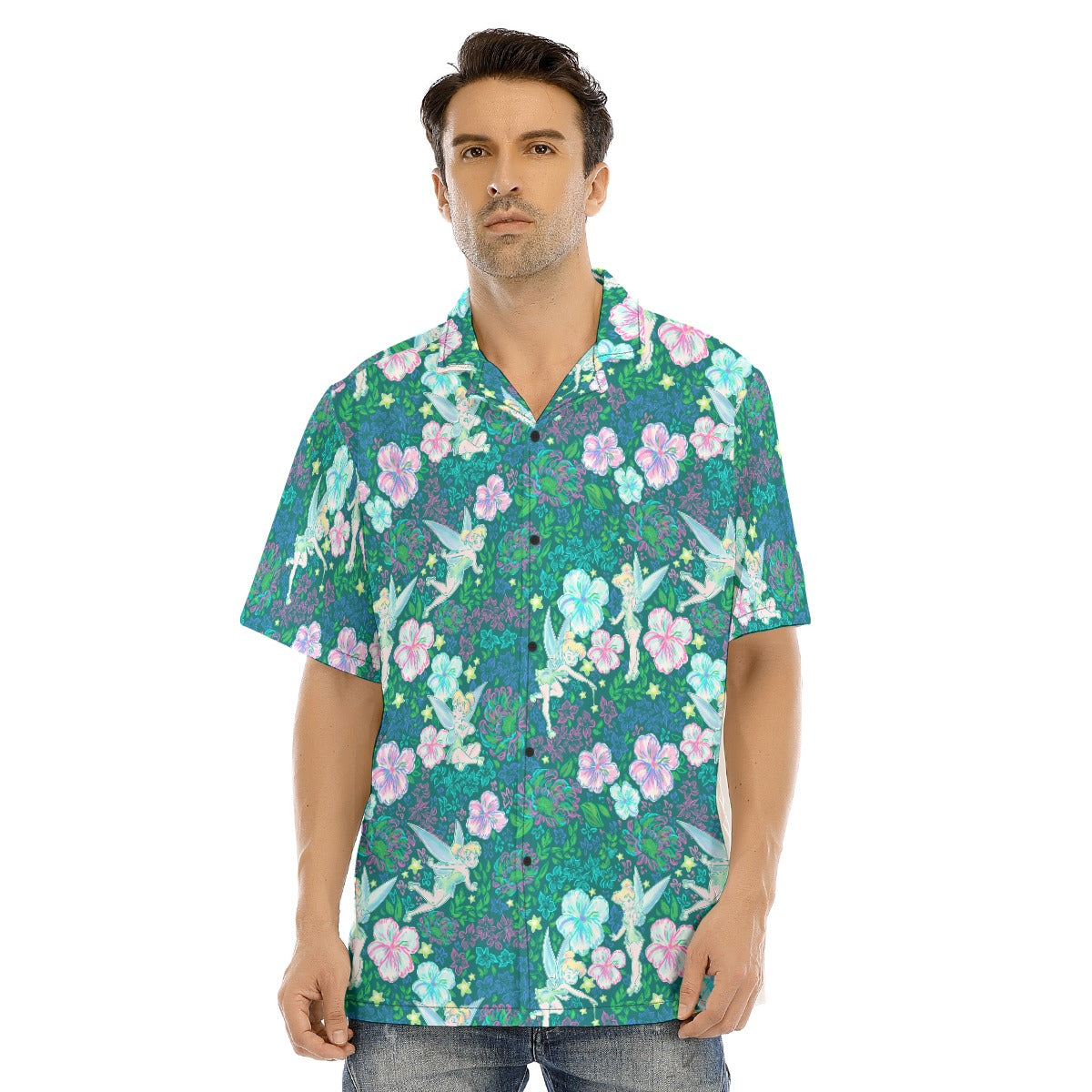 Pixie in Neon Blooms - Men's Hawaiian Button Up Shirt