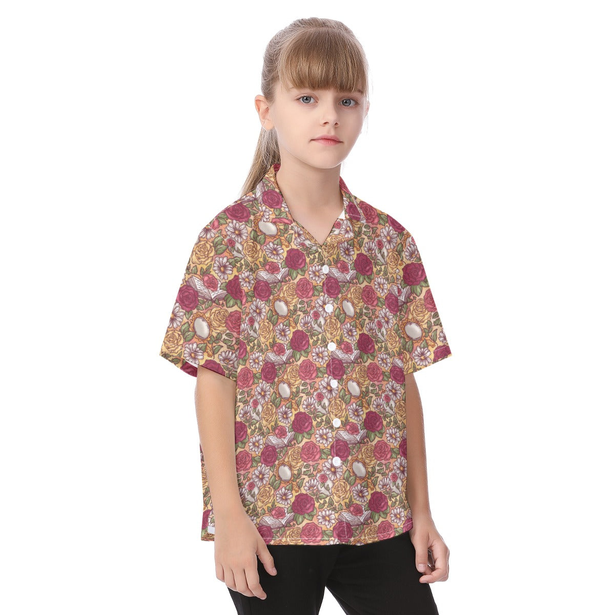 Fairytale Florals – Timeless Tale Blooms - Kid's Hawaiian Button Up Shirt