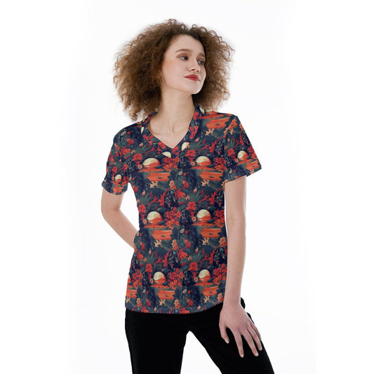 Tropical Dark Side Escape - Women's Short Sleeve V-Neck T-Shirt