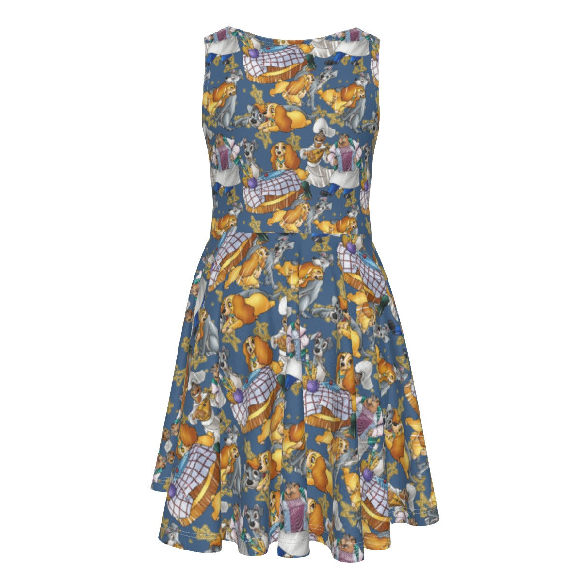 Puppy Love Sketchched - Kid's Sleeveless Skater Dress