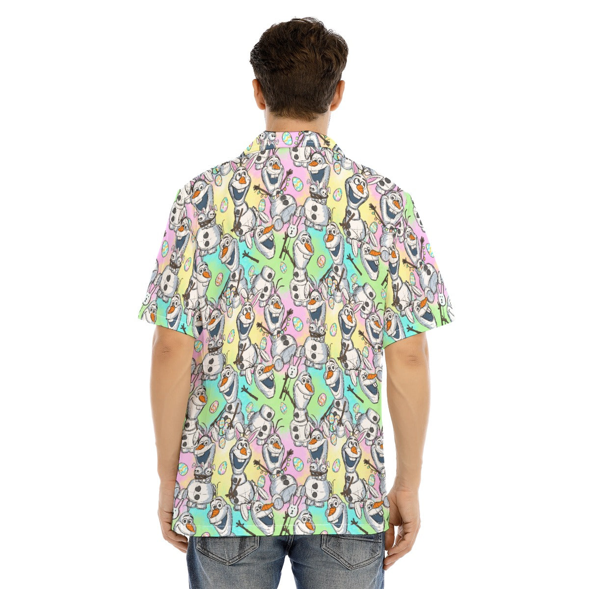 Sketched Snowman Easter - Men's Hawaiian Button Up Shirt