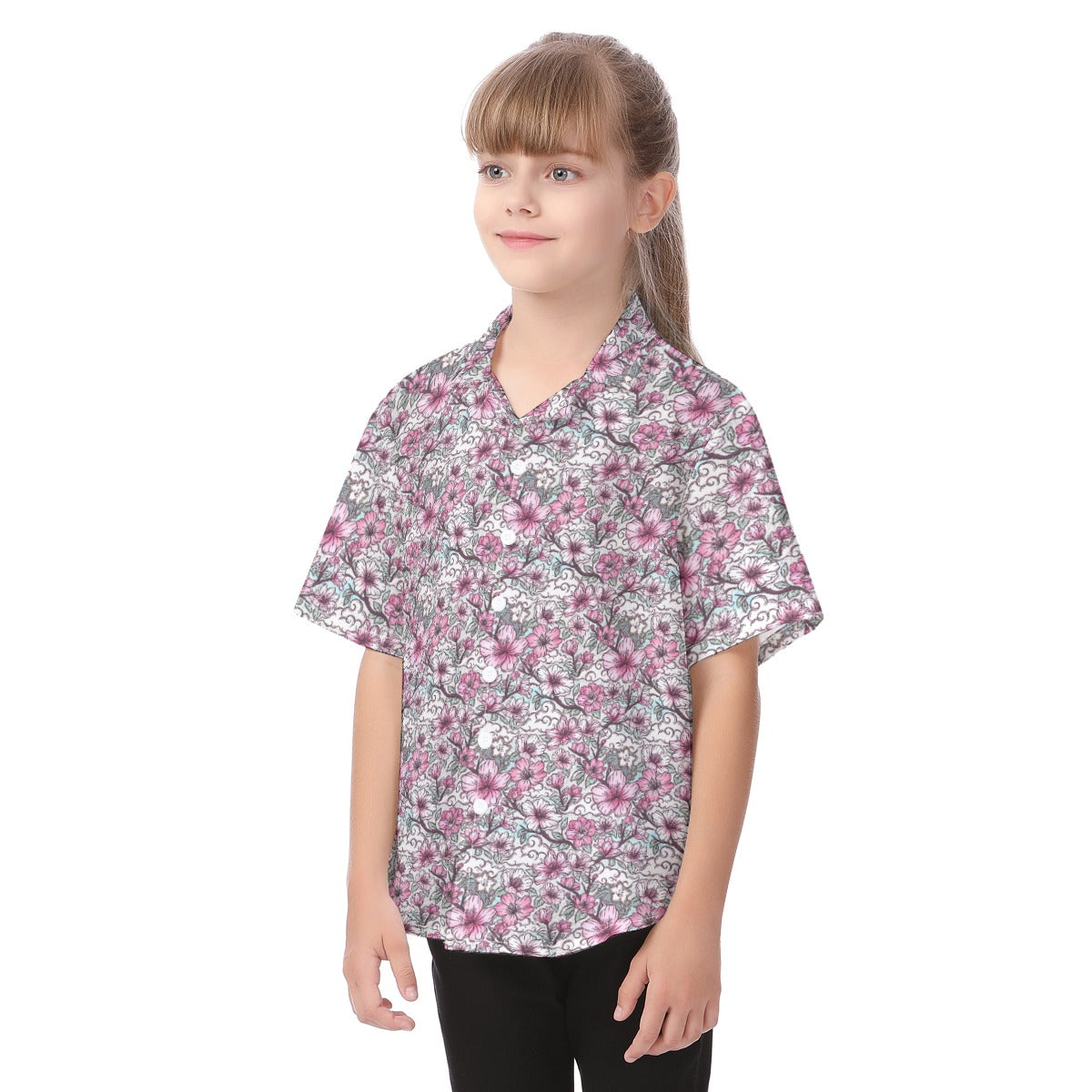 Fairytale Florals – Blossoms of Honor - Kid's Hawaiian Button Up Shirt