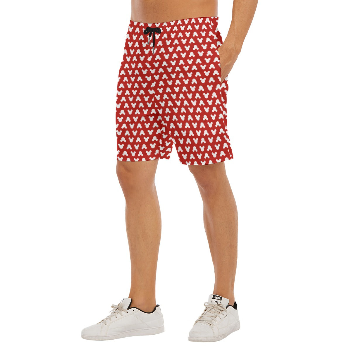 Playful Polka Dot Ears Red - Men’s Pocket Beach Shorts