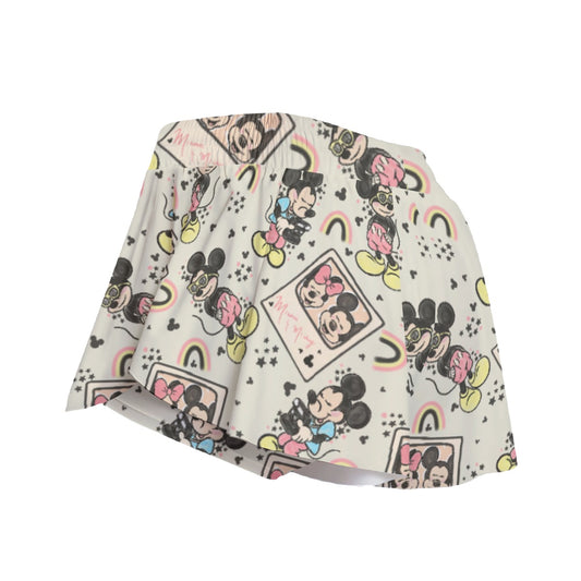 Retro Camera Mouse - Women's Flowy Pocket Shorts