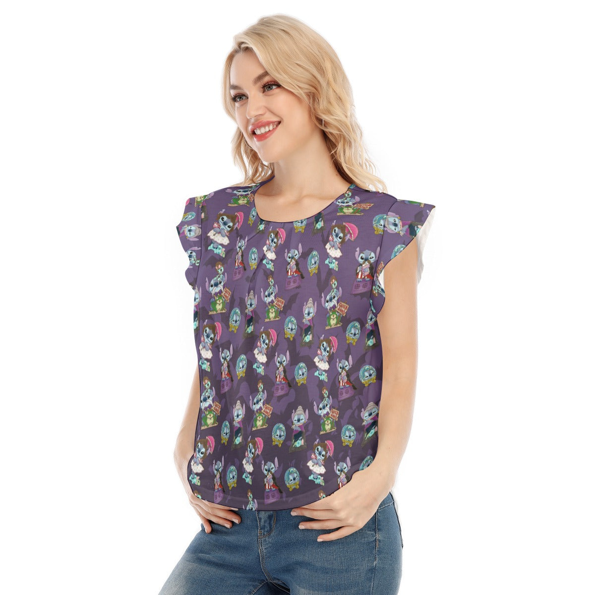 Haunted Alien Portraits - Women’s Flutter Sleeve Top