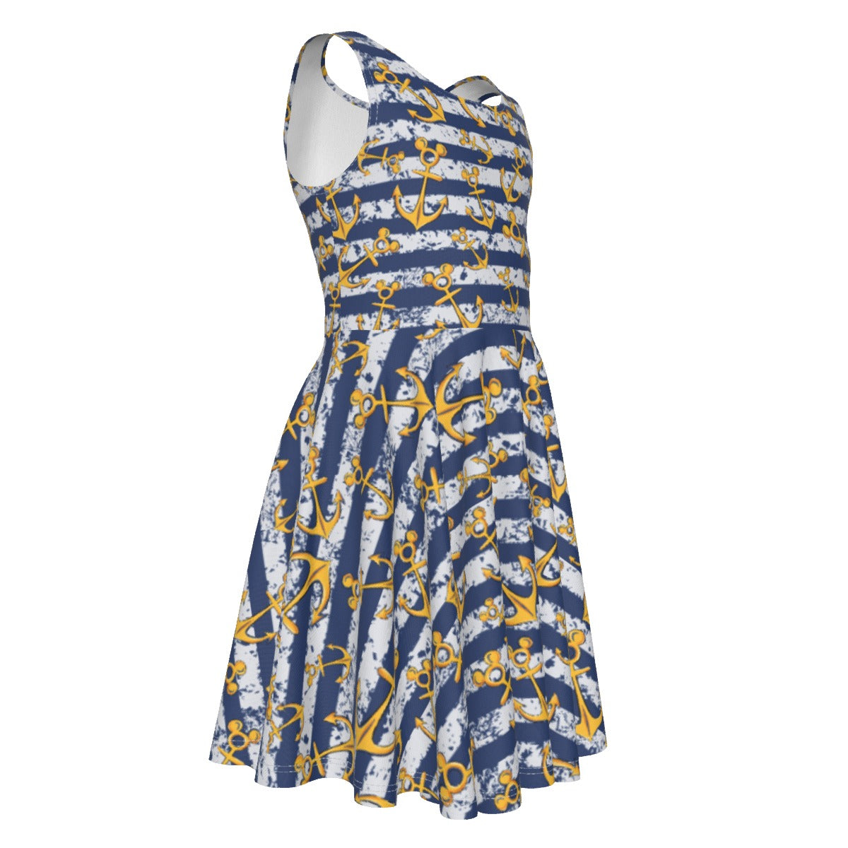 Nautical Mouse Ear Anchors - Kid's Sleeveless Skater Dress