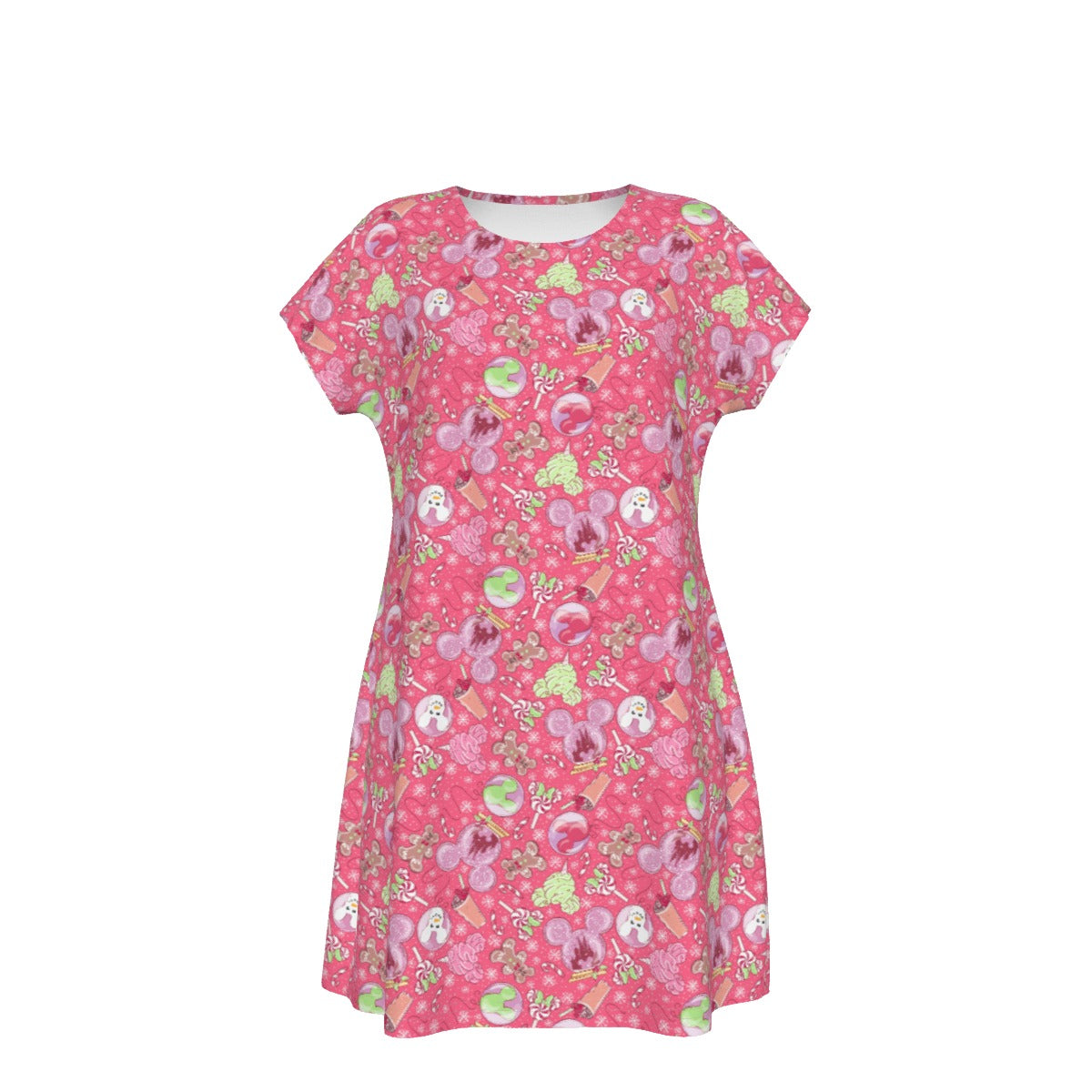 Winter Mouse Snacks & Balloons - Women's T-Shirt Dress