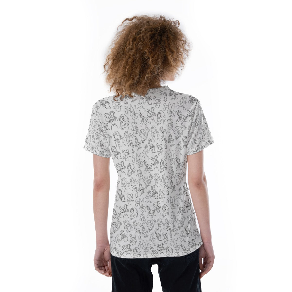Monochrome Royal Silhouettes - Women's Short Sleeve V-Neck T-Shirt