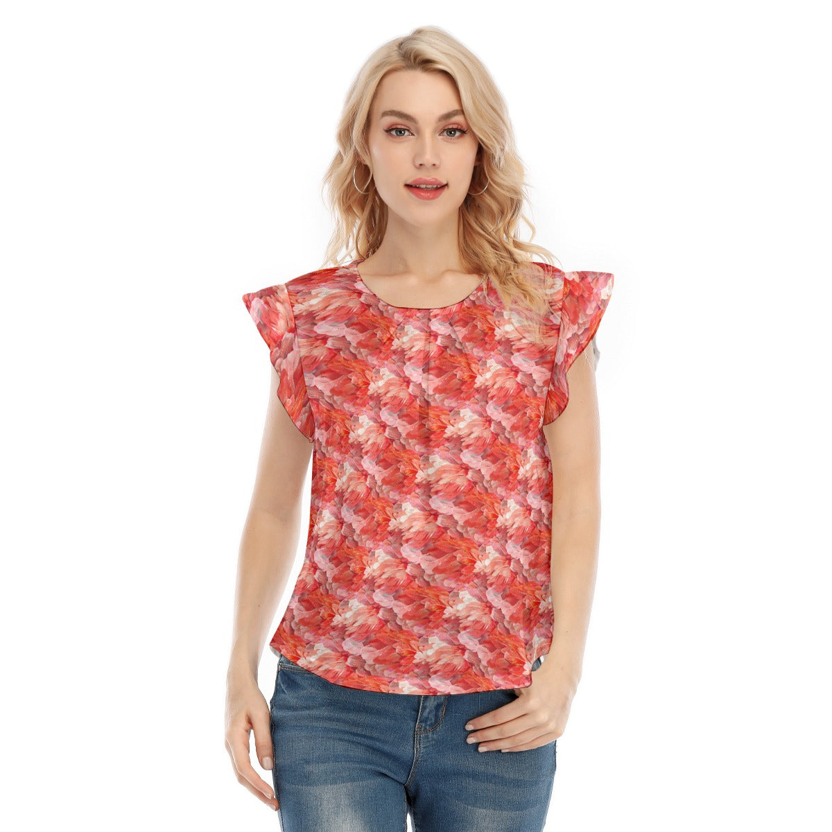 Animal Print - Flamingo - Women’s Flutter Sleeve Top