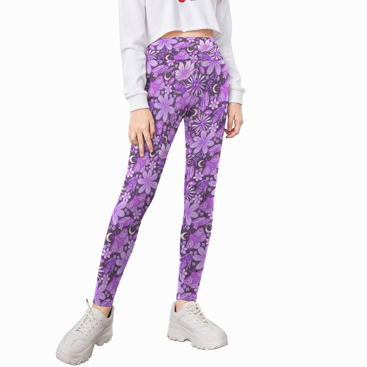 Purple Crystal Moths - Kid's Leggings