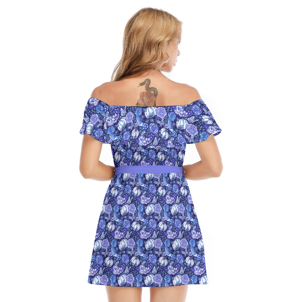 Fairytale Florals – Royal Ball - Women's Off-shoulder Ruffle Dress