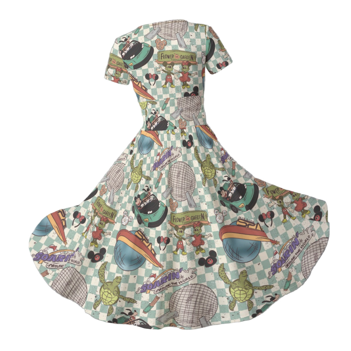 Hand Drawn EC - Women's V-Neck Ruched Midi Dress