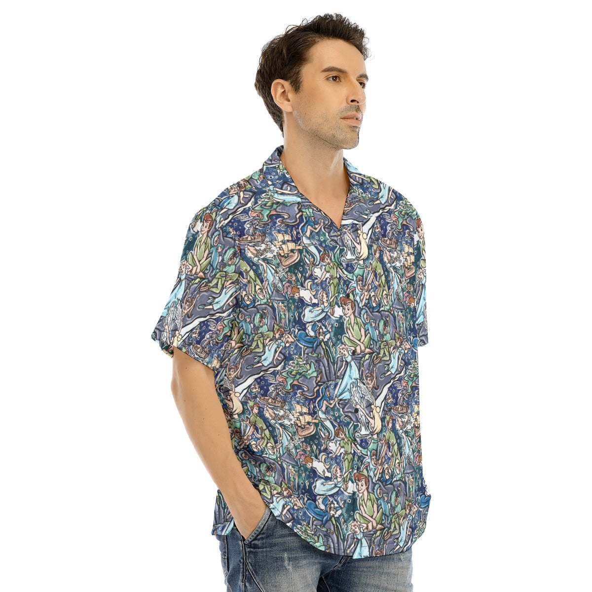 Magical Skybound Adventure - Men's Hawaiian Button Up Shirt
