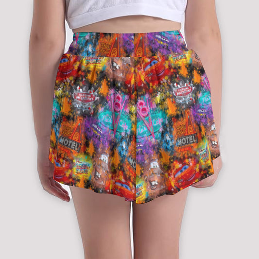 Watercolor Racing Adventure - Girls’ Flowy Pocket Shorts