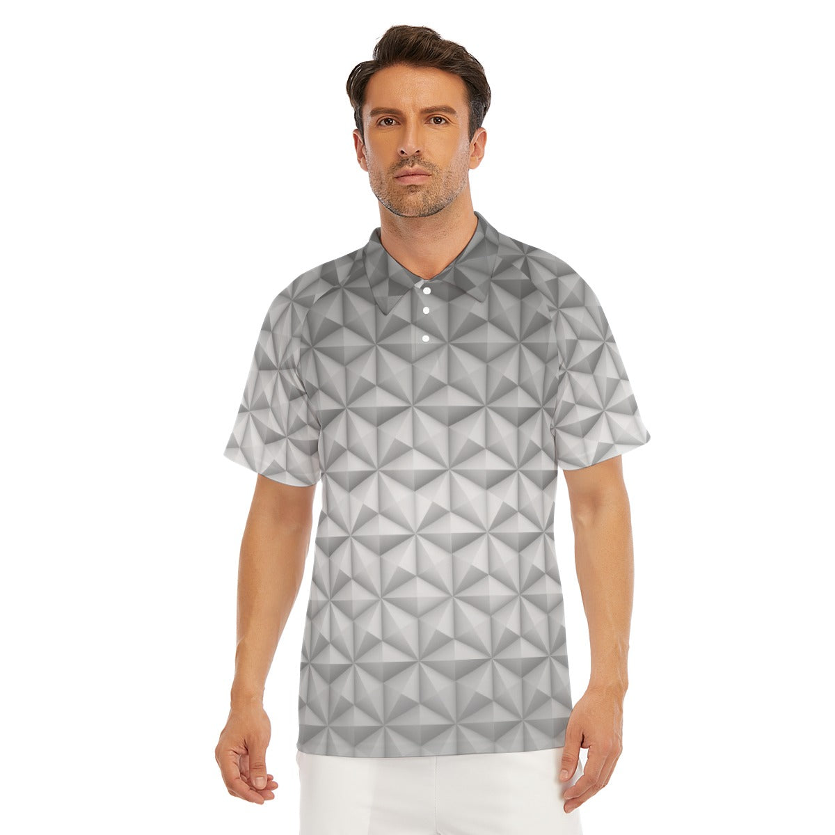 Geometric Silver Sphere - Men's Polo Shirt