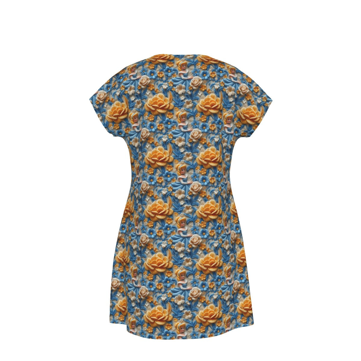 Regal Embroidered Royal Maiden - Women's T-Shirt Dress
