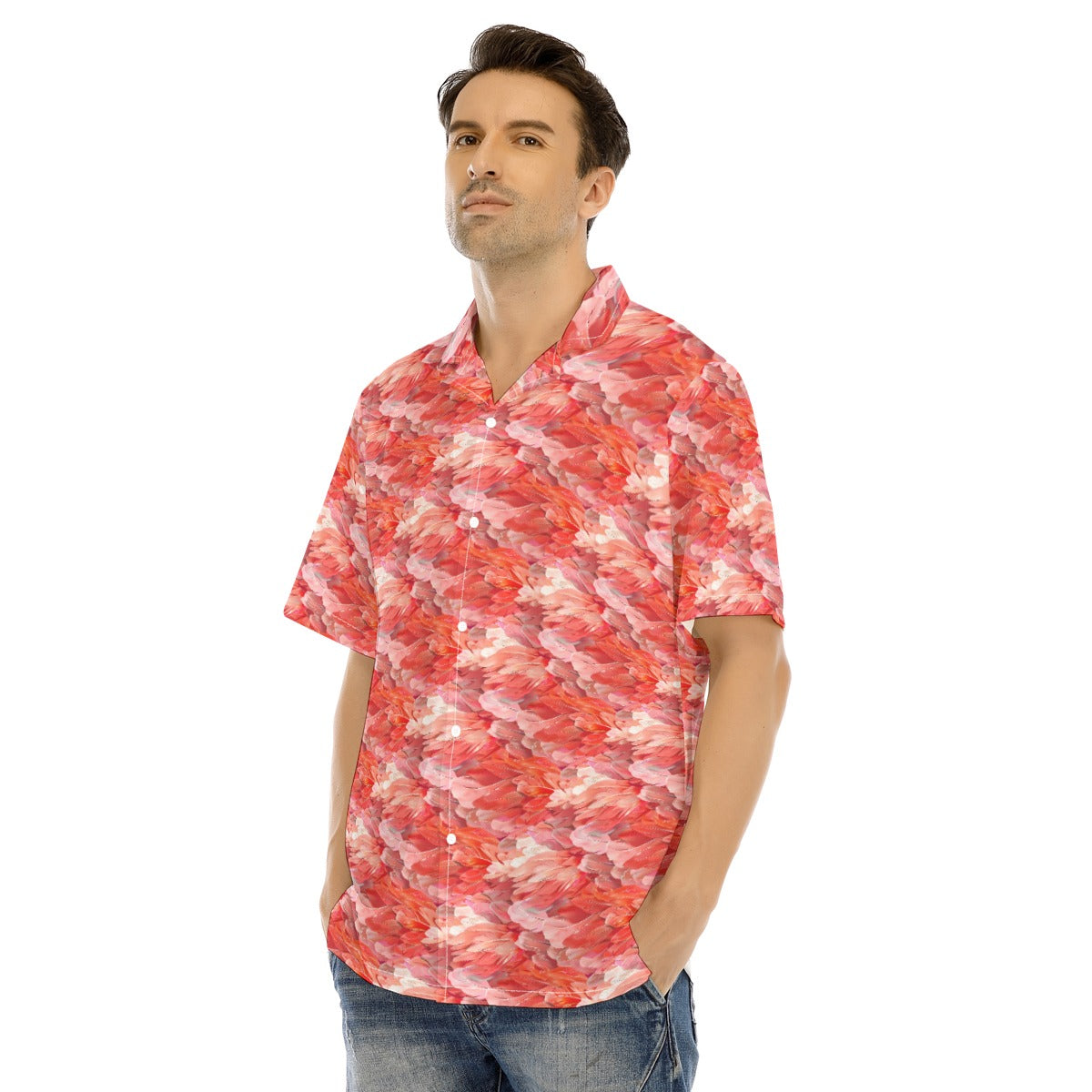 Animal Print - Flamingo - Men's Hawaiian Button Up Shirt