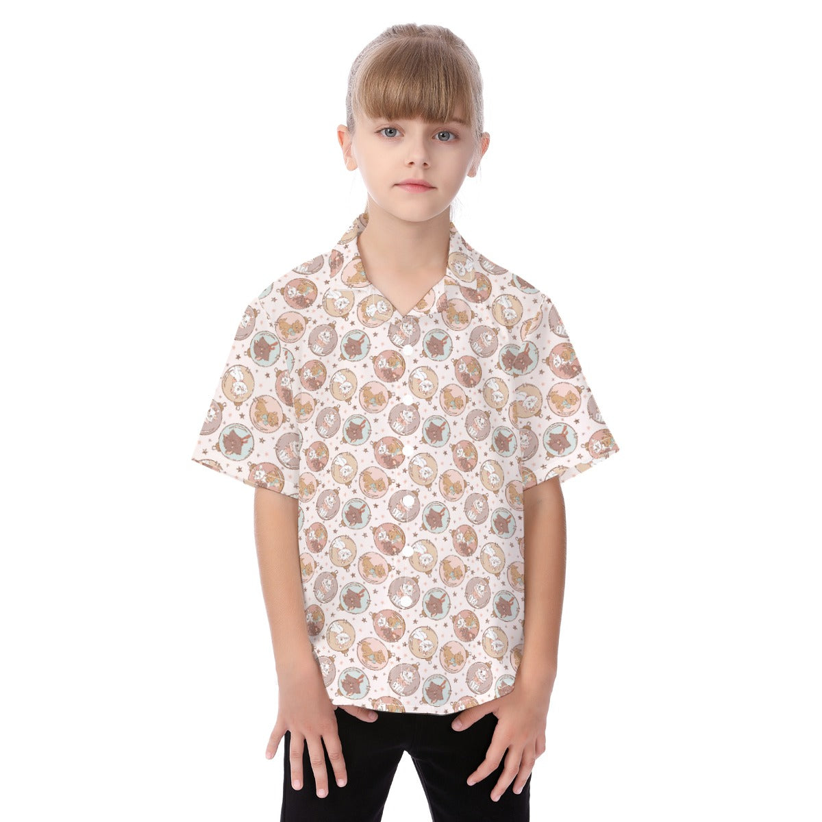 Festive Feline Baublescats - Kid's Hawaiian Button Up Shirt