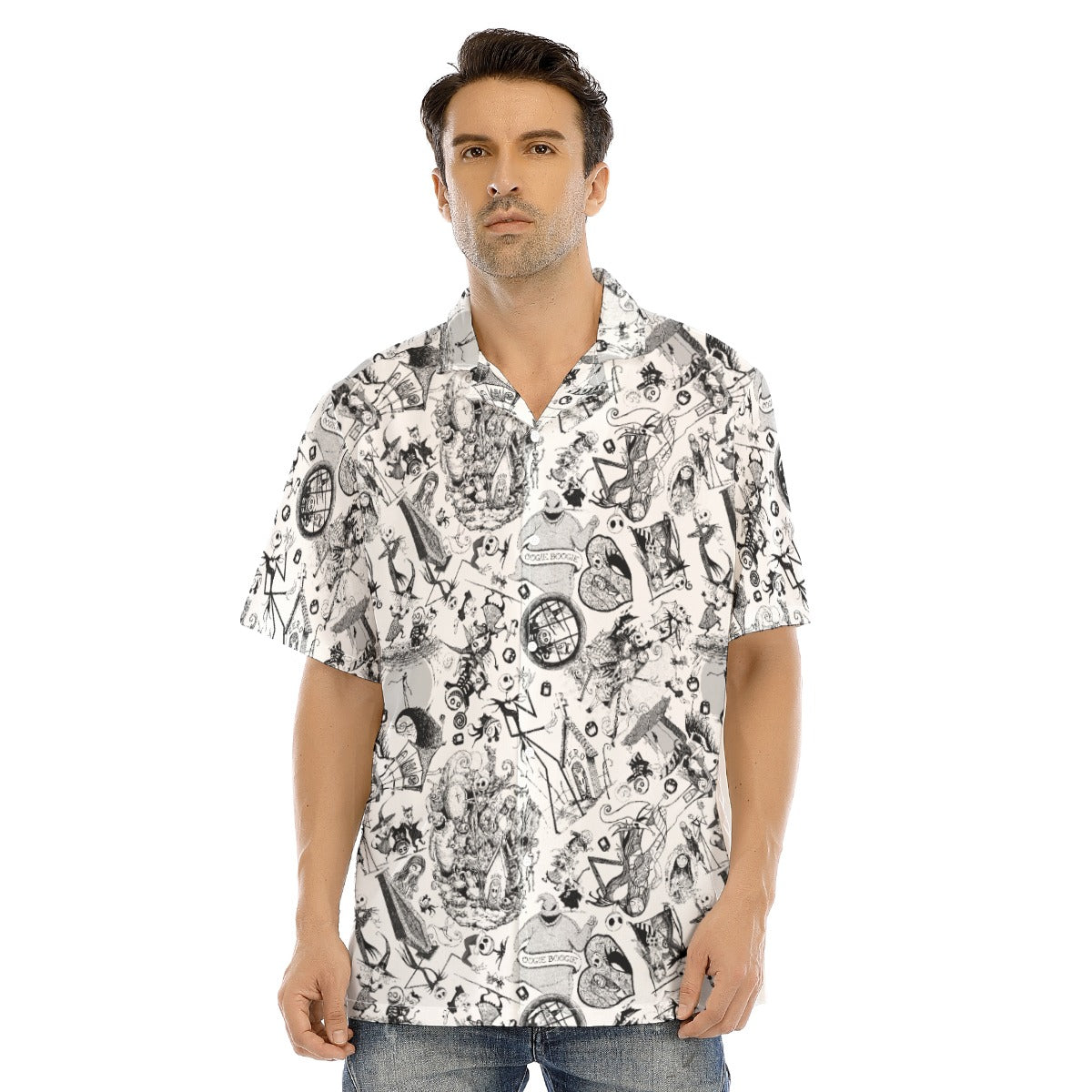 Nightmare Halloween Sketches - Men's Hawaiian Button Up Shirt