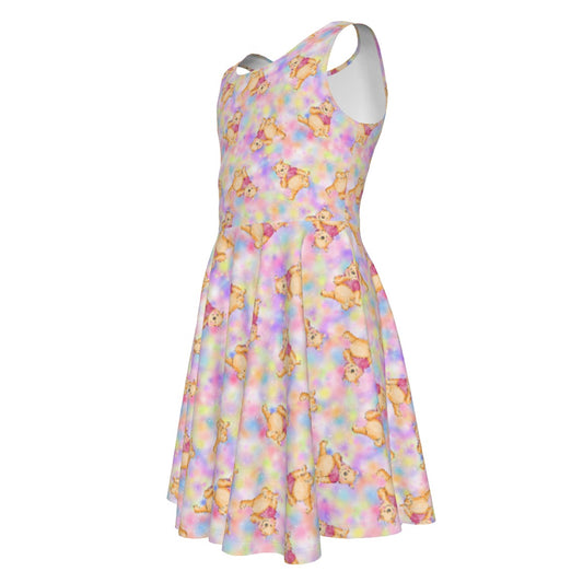 Watercolor Honey Bear - Kid's Sleeveless Skater Dress