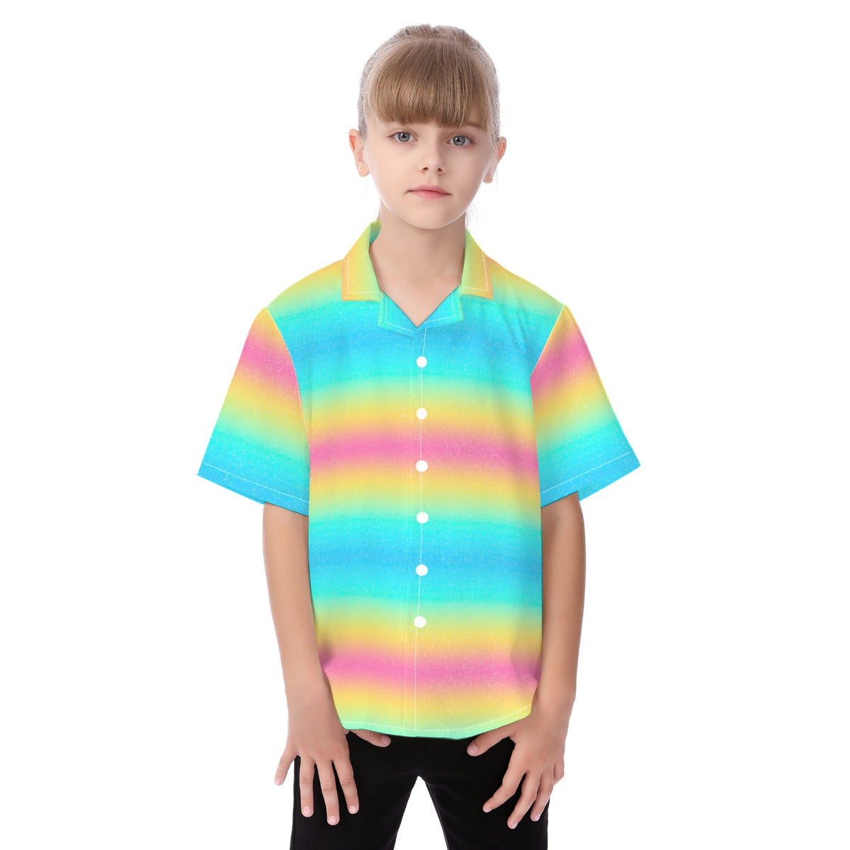 Rainbow Ombre - Kid's Hawaiian Button Up Shirt
