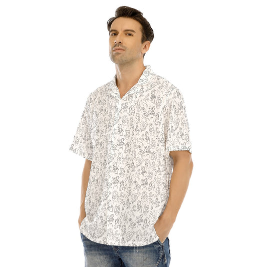 Monochrome Royal Silhouettes - Men's Hawaiian Button Up Shirt