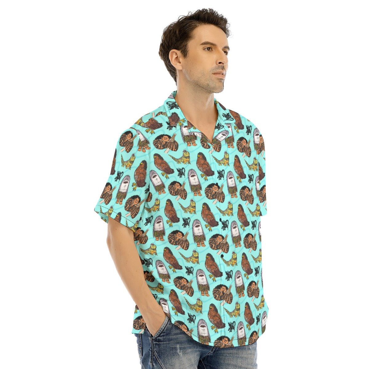 Shapeshifting Island Hero - Men's Hawaiian Button Up Shirt