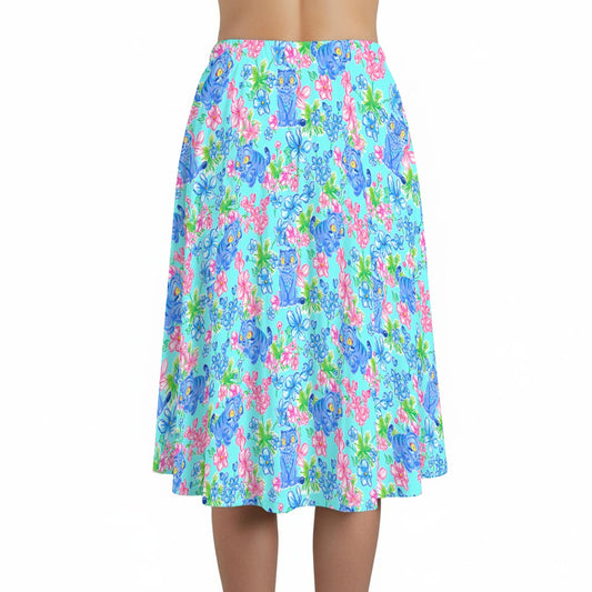Derpy Tiger Blooms - Women’s Pocket Midi Skirt