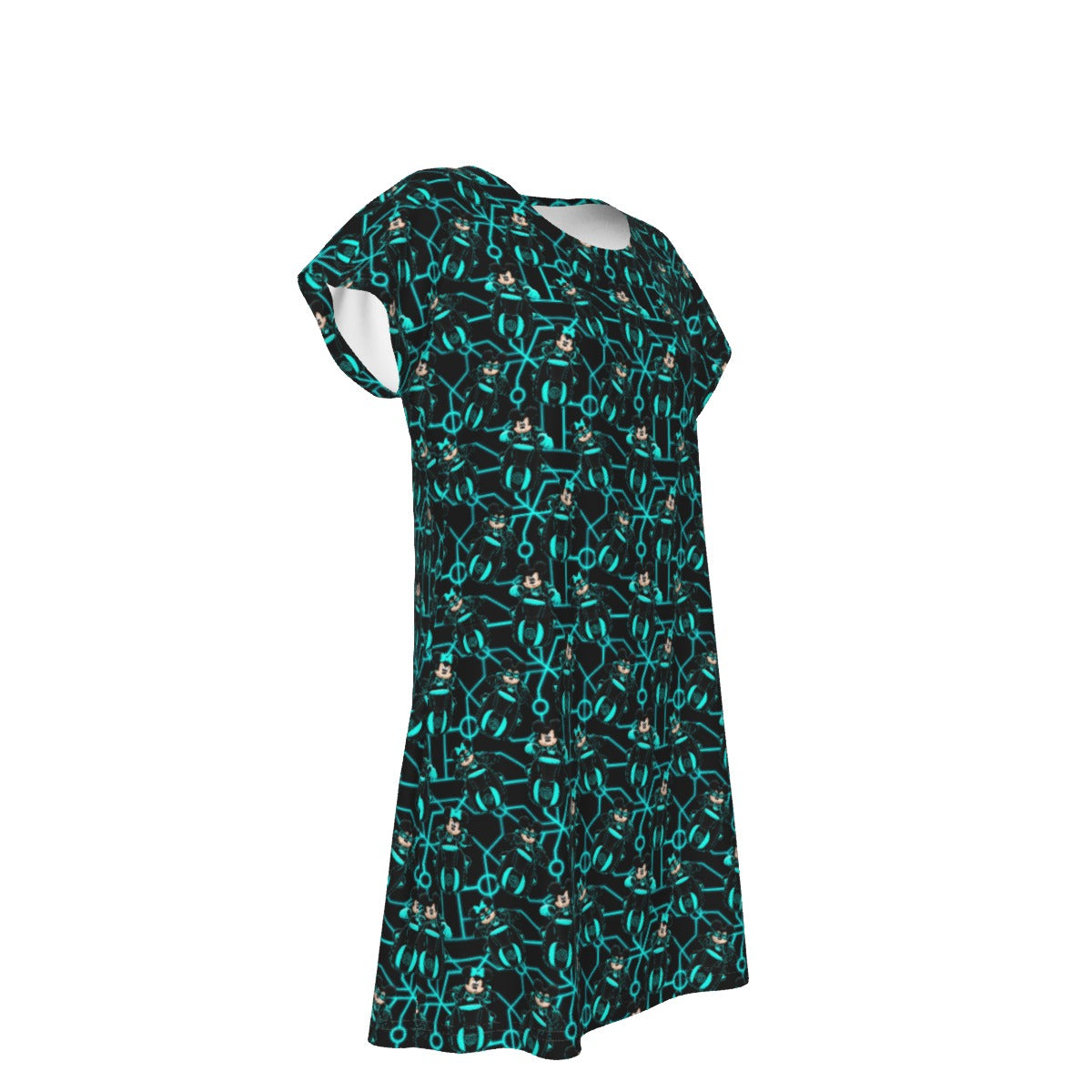 Electric Neon Grid Adventure - Women's T-Shirt Dress