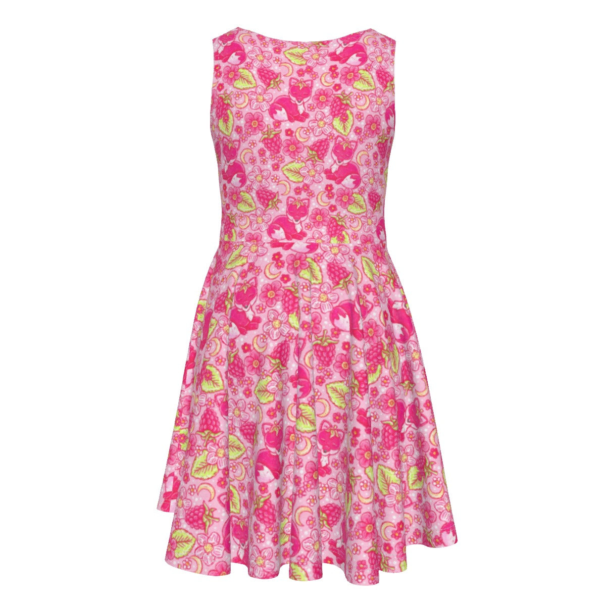 Fruitimals - Raspberry Foxes - Kid's Sleeveless Skater Dress