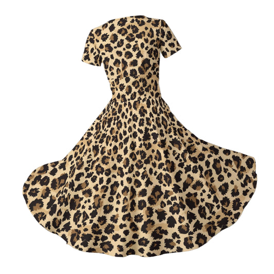 Animal Print - Cheetah - Women's V-Neck Ruched Midi Dress