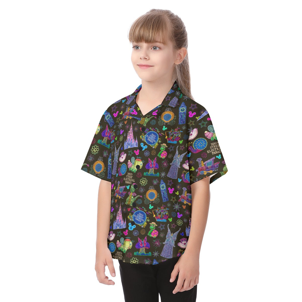 Main Street Neon Parade - Kid's Hawaiian Button Up Shirt