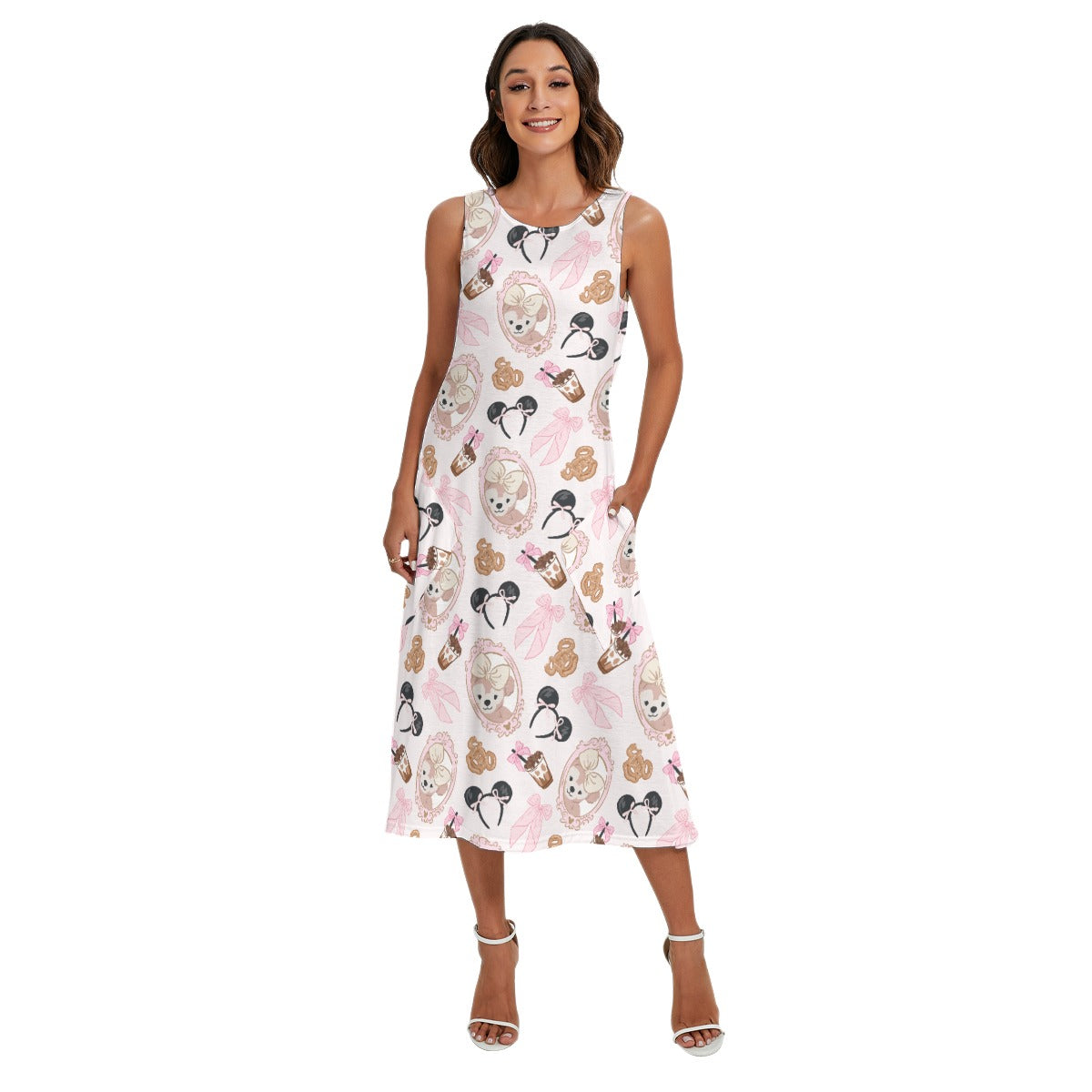 Bow Bear Sweet Day - Women’s Diagonal Pocket Midi Dress